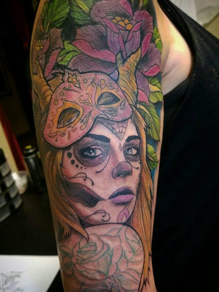 La Catrina tatuagem significando máscara moderna tatuagem