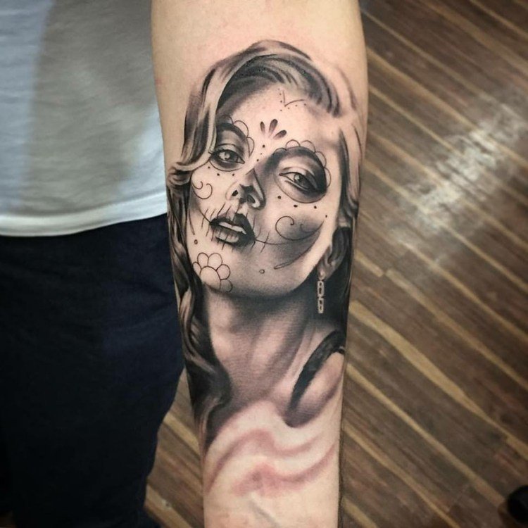 La Catrina tatuagem desenho antebraço tatuagem mulheres dia dos mortos desenho tatuagem