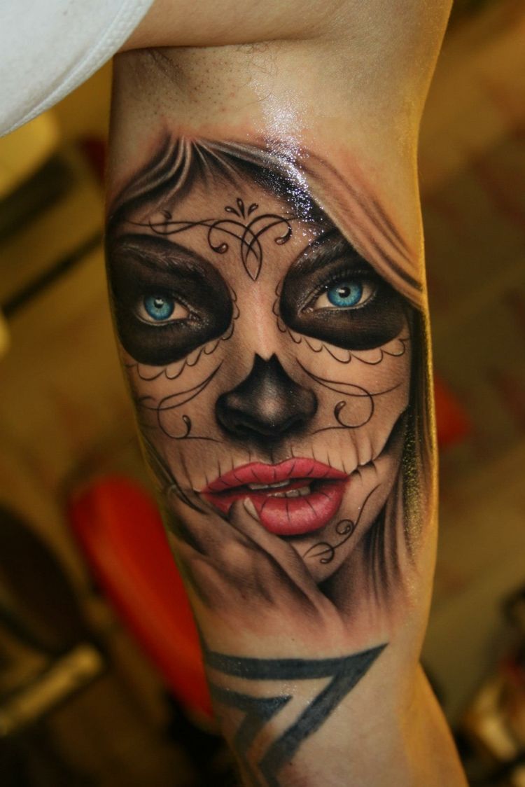 La Catrina Tattoo Designs mulheres com motivos de tatuagem no braço
