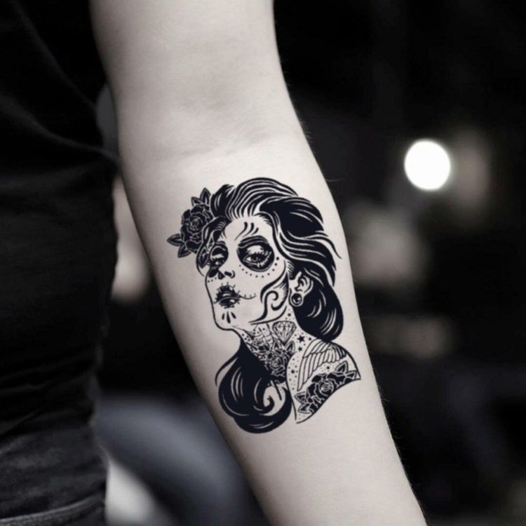 La Catrina Tattoo pequenas tatuagens modernas para mulheres no antebraço