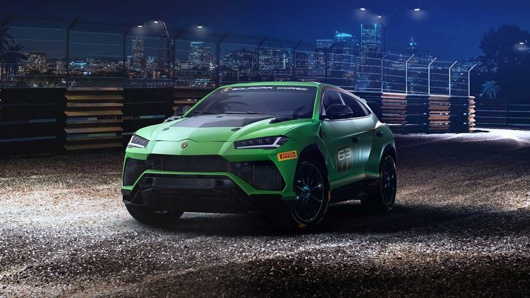 o novo lamborghini-urus-st-x na pista de corrida com o horizonte ao fundo