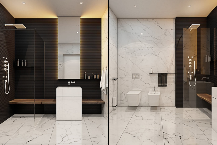 banheiro-design-moderno-minimalista-mármore-branco-cinza