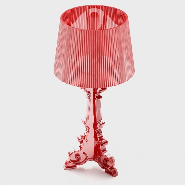 lâmpada transparente design clássico redesenho kartell bourgie em vermelho