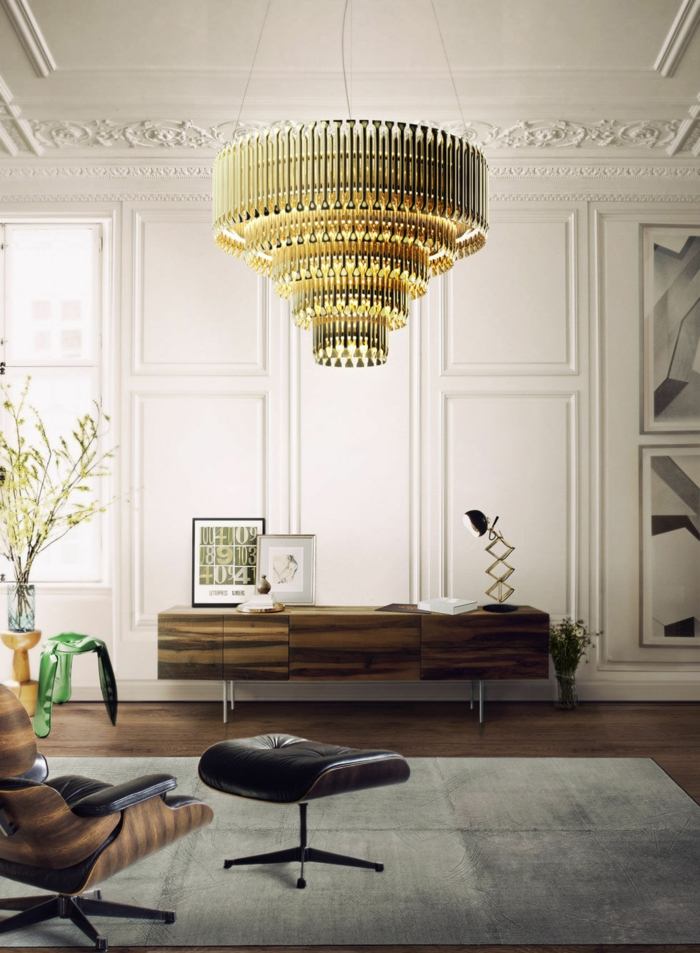 lustres de lustre design elegante poltrona de latão da sala de estar aparador