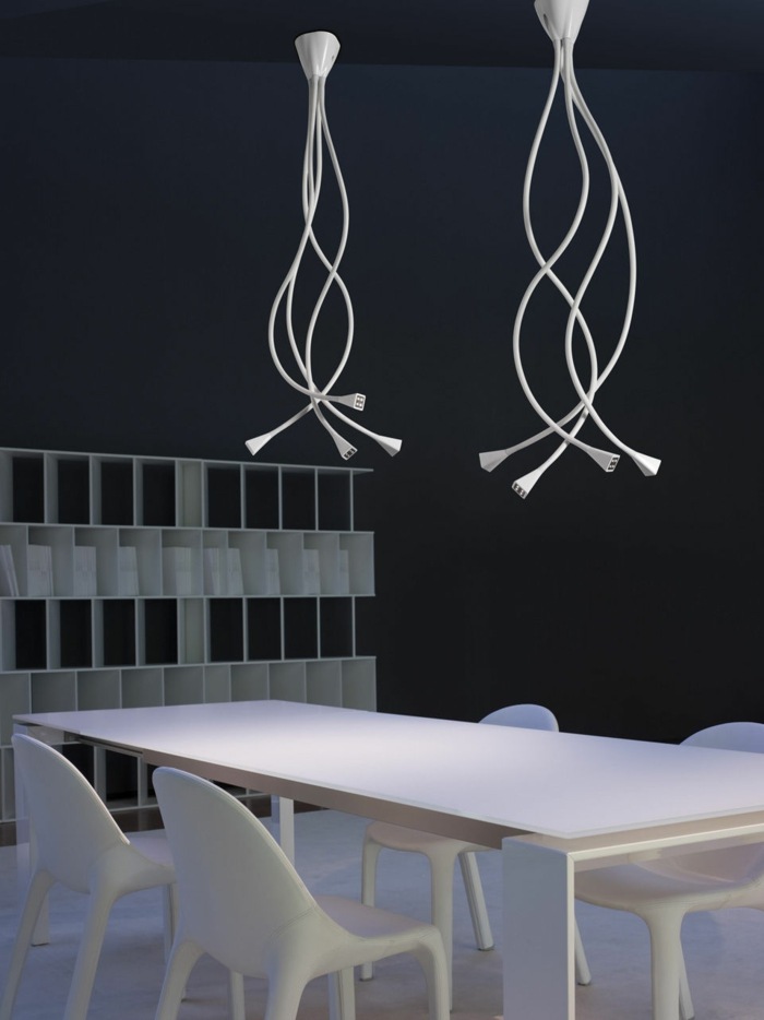 lâmpada led mesa de jantar candelabro de pêndulo design branco moderno