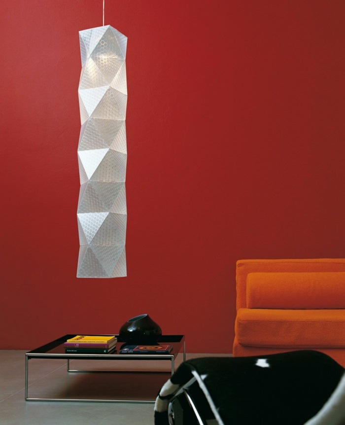 lâmpada suspensa estilo retro dobra padrão triângulo design moderno