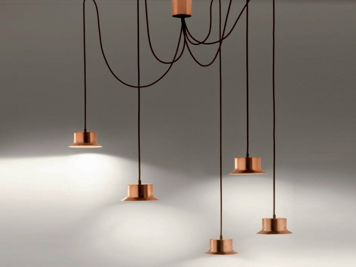 lâmpada pendente design de cobre decoração led iluminação interior