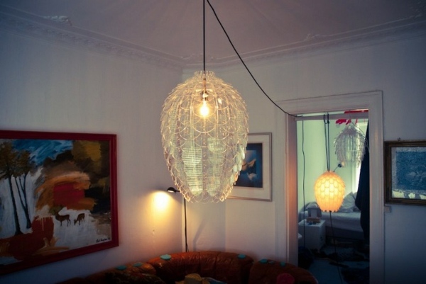 lâmpada pendente transparente pinha