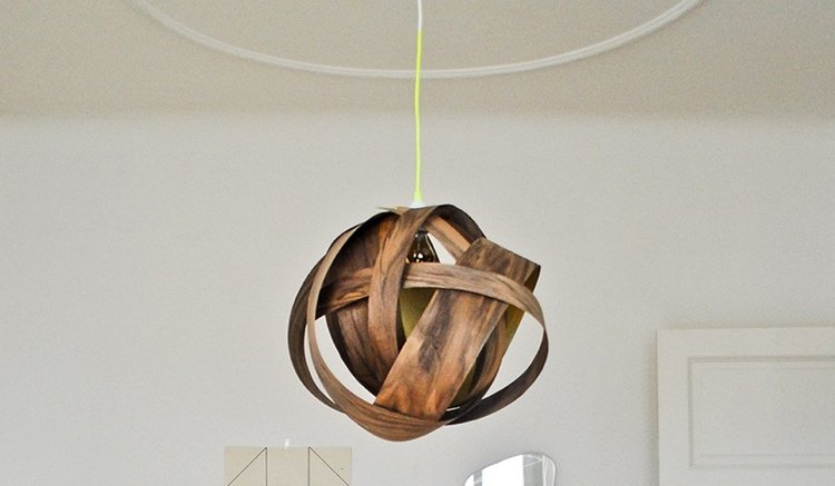 Faça seu próprio abajur -diy-wood-folheado-luminária pendente