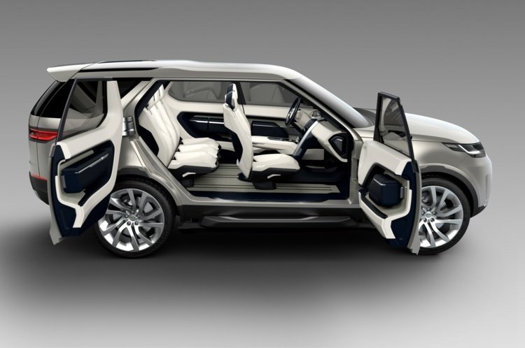 Land Rover Discovery Vision, portas abertas, modelo de visão de perfil