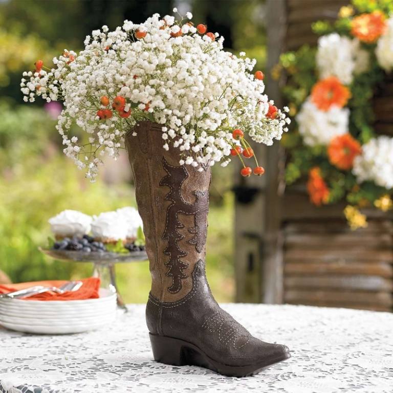 Vaso de bota de mesa de jardim para decoração de casa de campo