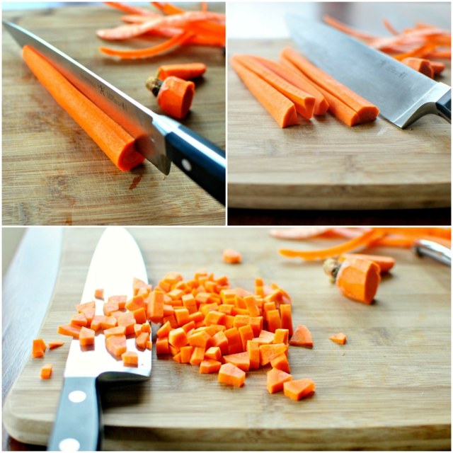 Cenoura corta ingredientes de preparação rápida