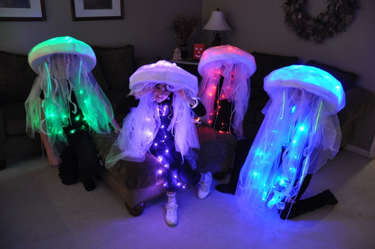 Trajes de LED crianças água-viva meninas luzes de fadas