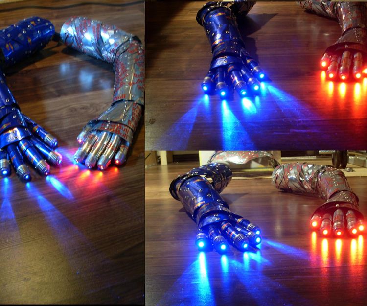 Faça suas próprias mãos de robô LED iluminadas