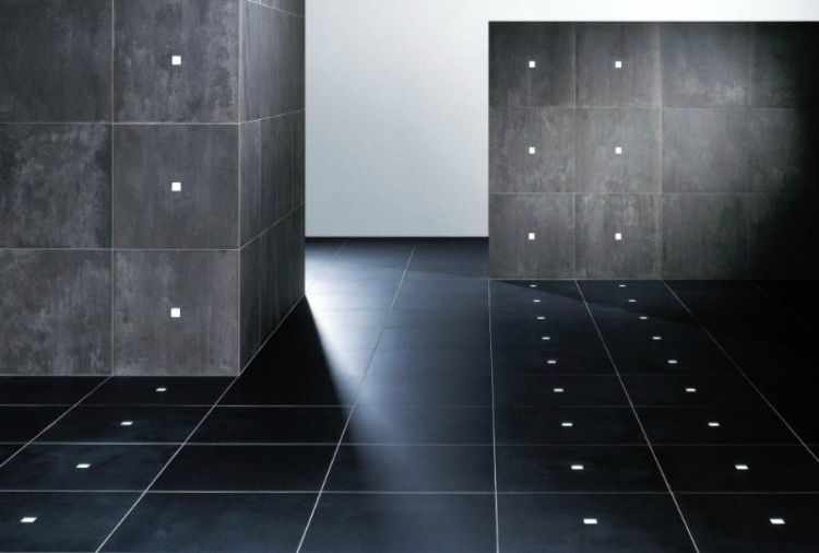 LED-telhas-iluminação indireta-preto-branco-luzes integradas