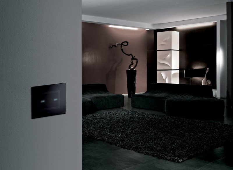 Interruptor de luz-soquetes-preto-moderno-iluminação-vidro-LED