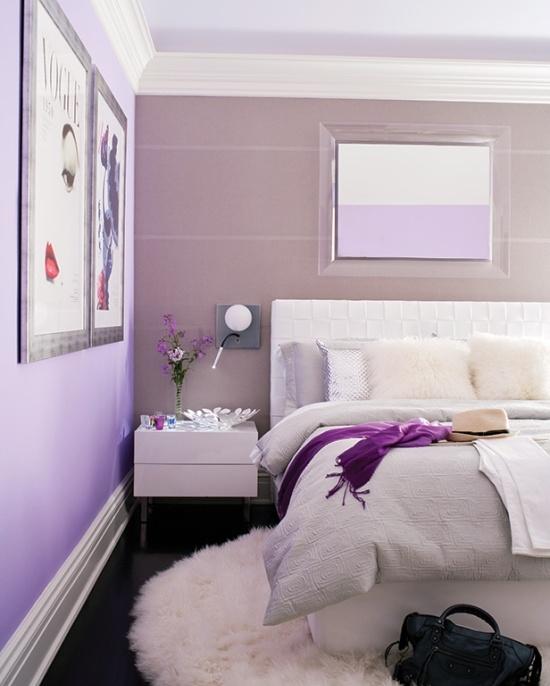 Projeto do quarto do tapete de pele na cor lilás