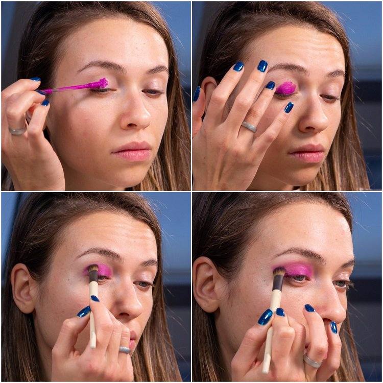 Look make-up para festa de Réveillon com batom fúcsia como sombra
