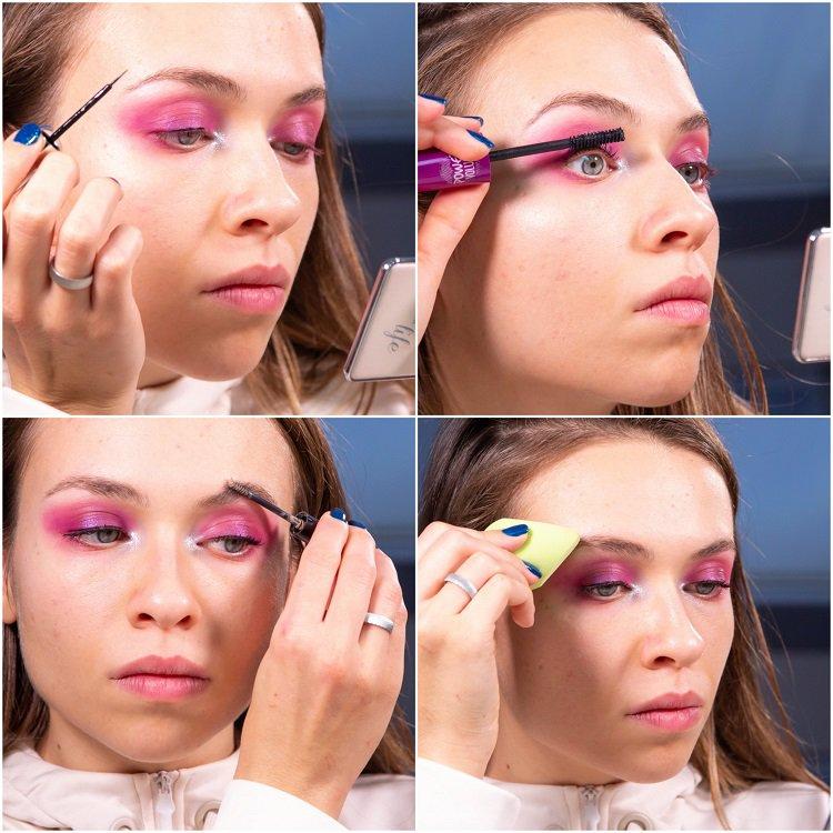 Aplique delineador, aplique cílios e gel de sobrancelha