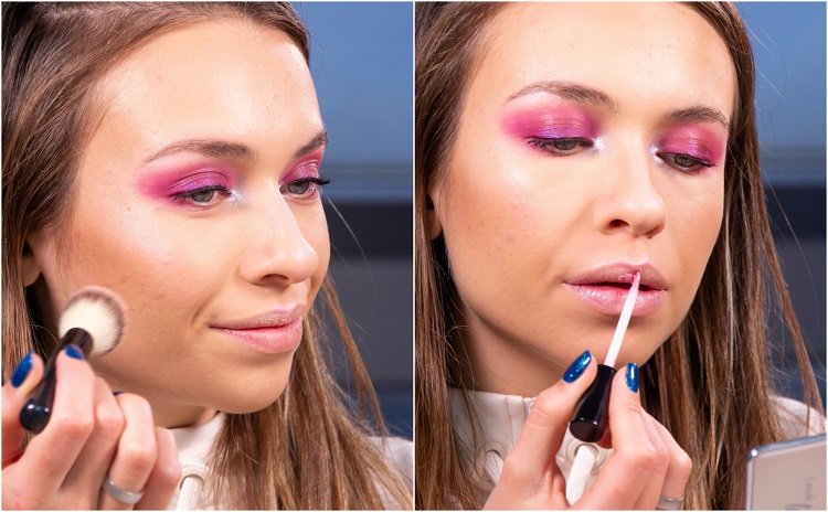 Aplicar blush e brilho labial