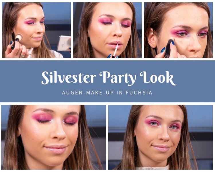 Look de maquiagens para festa de réveillon em fúcsia e lábios brilhantes