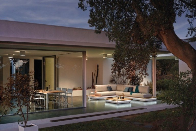 Lounge-mobiliário de jardim-sofá-iluminação-ideias-integrado