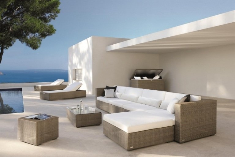 Mobiliário de jardim lounge - sofá de canto - mesa de centro inferior