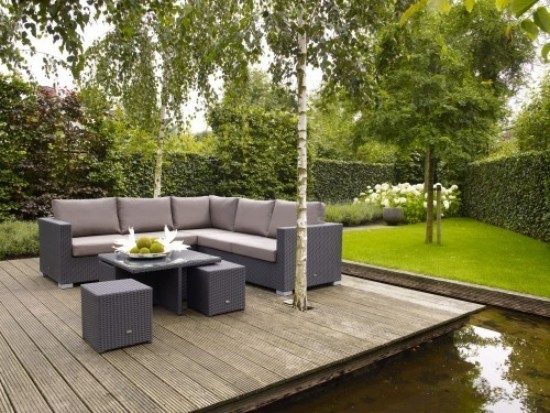 Idéias de jardim lounge móveis de mobiliário cinza Bankirai terraço