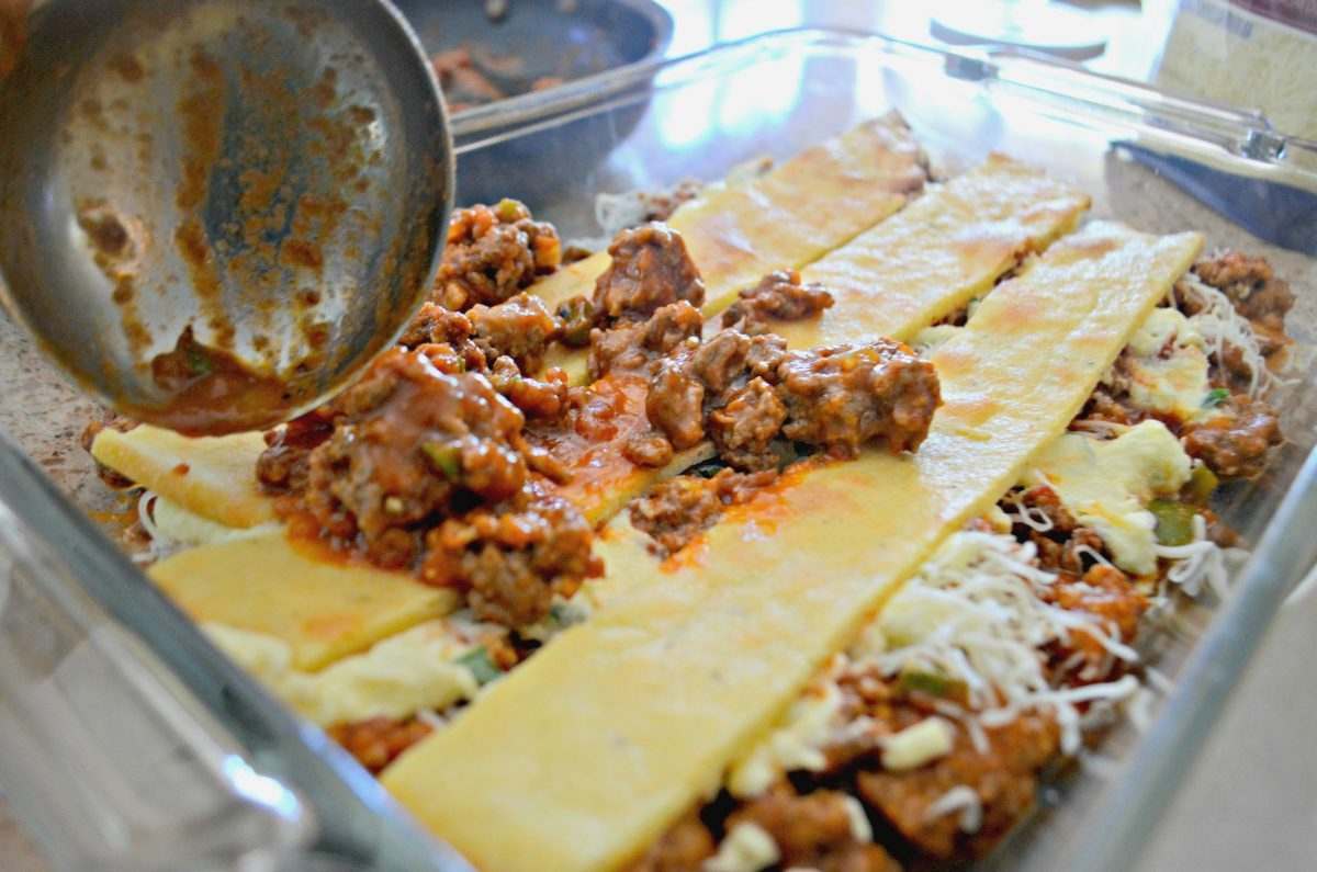 Receita de lasanha com baixo teor de carboidratos Massa com cabeça de cabeça Farinha de amêndoa Mozarella Keto Emagrecimento