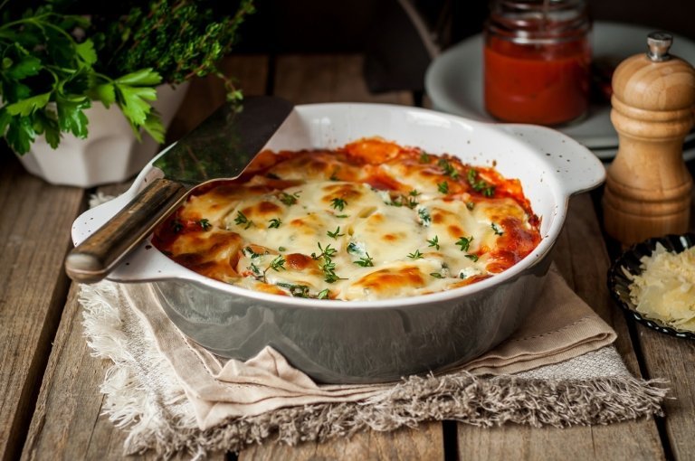 Low Carb Lasagna Couve-flor Caçarola Prato De Cerâmica Keto Receitas Jantar Rápido Saudável