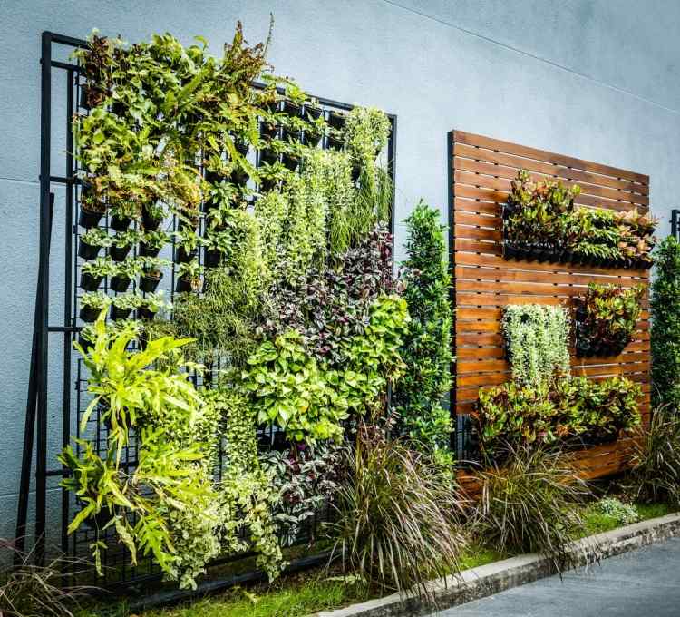Proteção contra ruído para o jardim - design de jardim moderno - painéis - construção vertical - economia de espaço