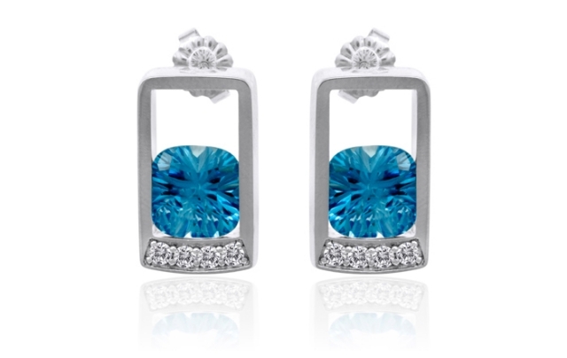 brincos de design de topázio prata azul eco-joalheria alberto-Parada