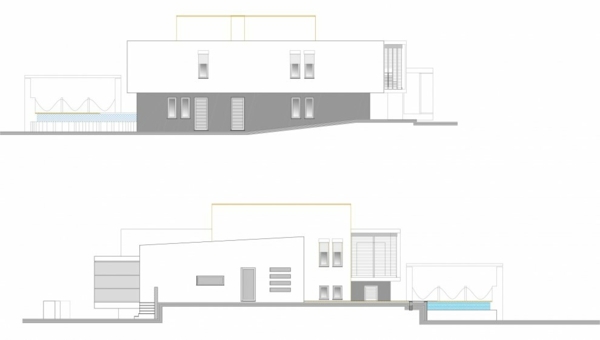 Arquitetura da vista lateral do projeto da casa