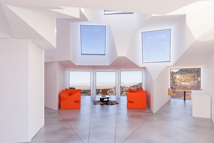 sala de estar do estúdio janela piso de concreto contêiner
