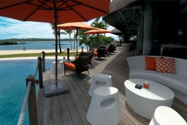 Móveis de terraço branco para resort de férias Móveis Feng Shui de luxo