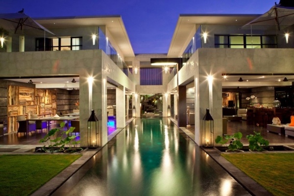 villa de férias luxo bali casa hannah iluminação da piscina