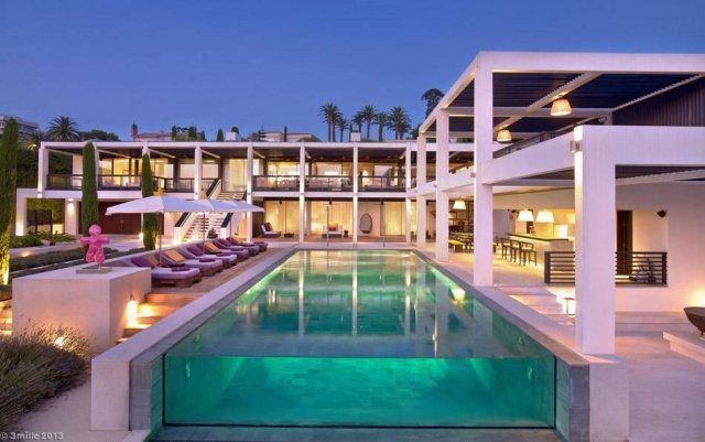 luxo casa de férias piscina design parede de vidro Cap dAntibes