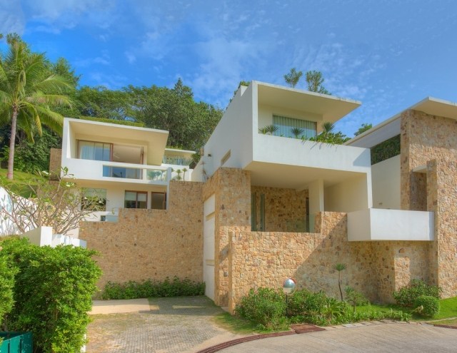 casa de férias de luxo-samujana-fachada-paredes de pedra natural