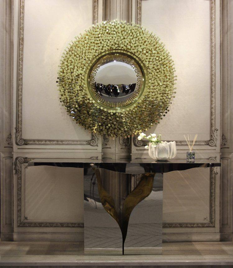 Móveis luxuosos console mesa-corredor-espelho-latão