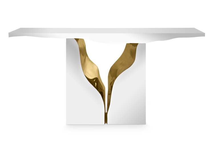 luxo-móveis-console-mesa-branco-latão