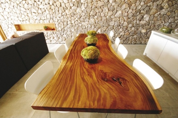 mesa de jantar rústica decoração de móveis plantas verdes design de interiores