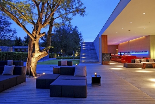 espaço ao ar livre terraço piscina deck de madeira vista panorâmica design