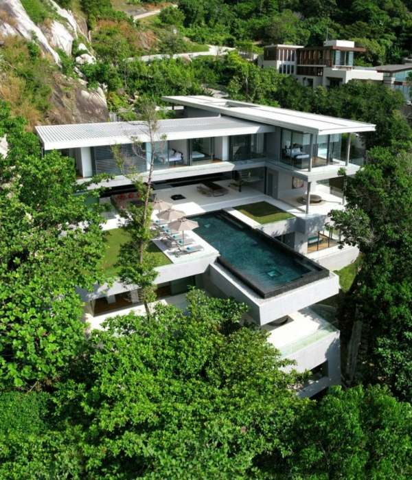 Villa-Amanzi-minimalista-luxo-casa de verão-falésias