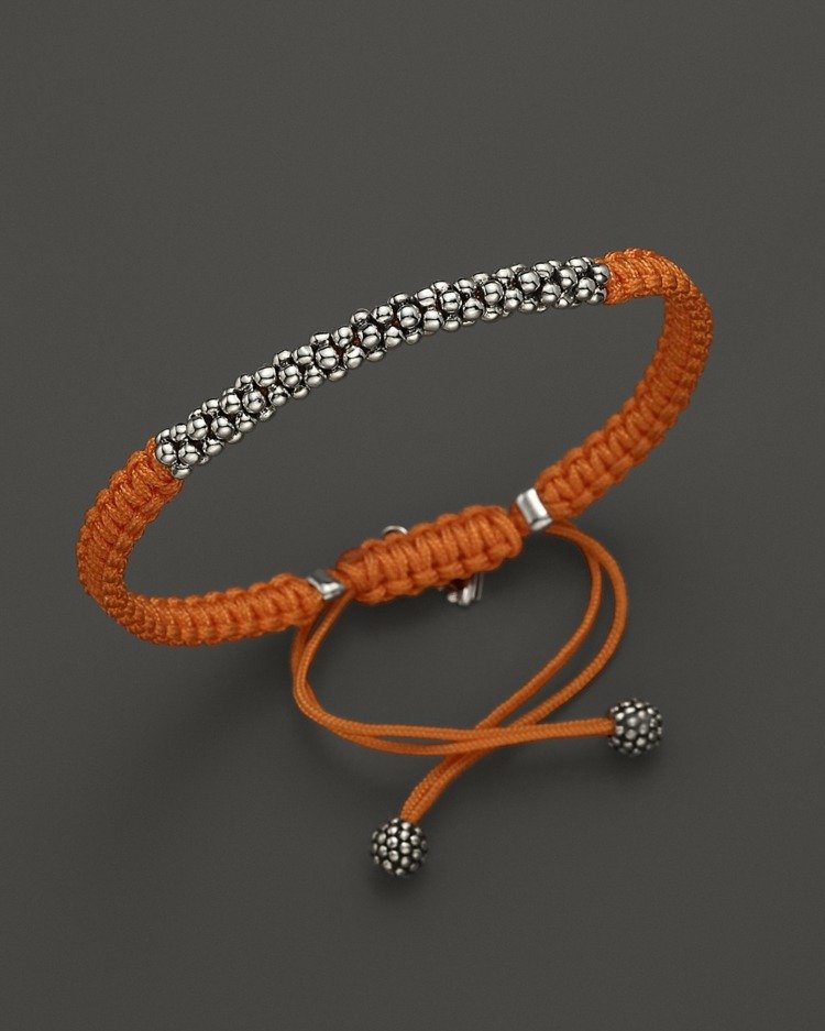 pulseira de macramê laranja com bolinhas elegantes