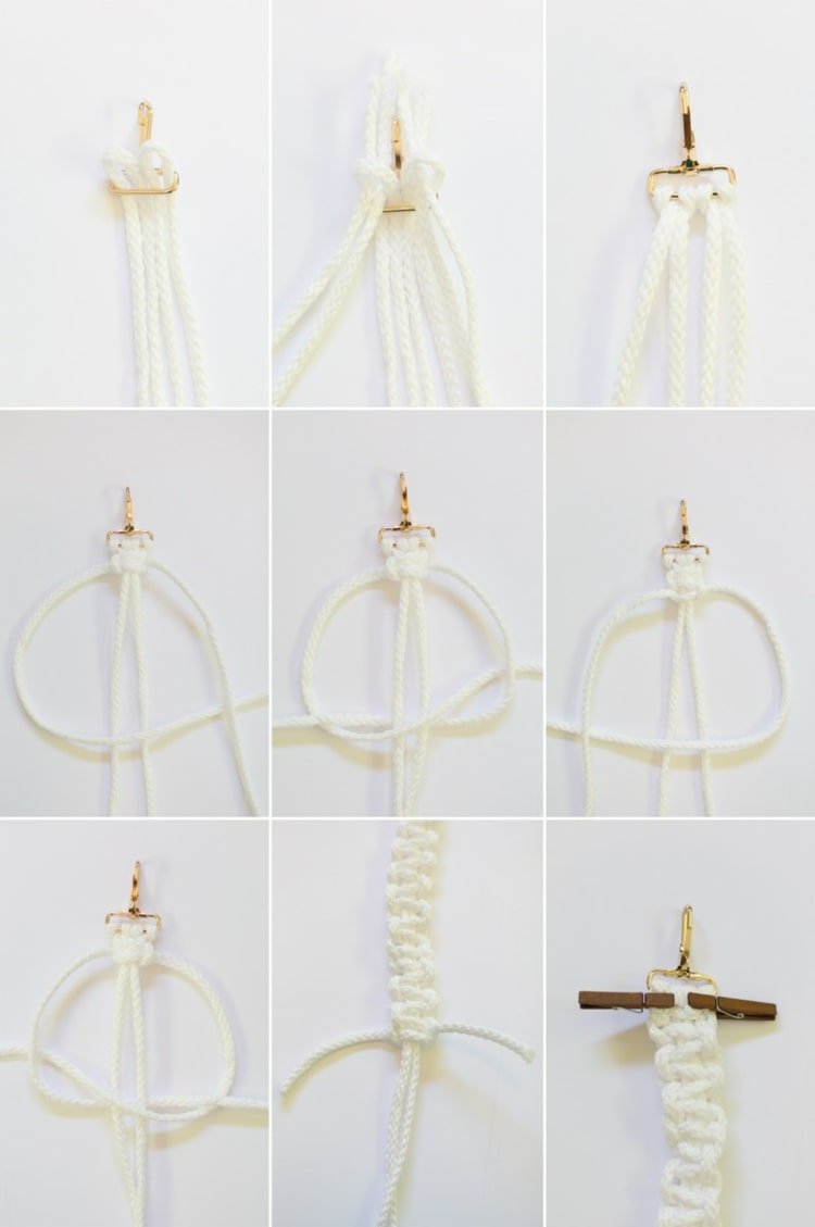 Saco Macrame - ideia para a alça de uma embreagem ou outra bolsa feminina
