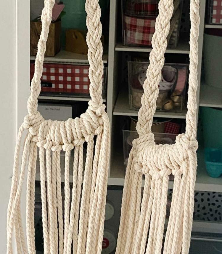 Saco de macramé - amarre nós da cabeça de cotovia nas alças