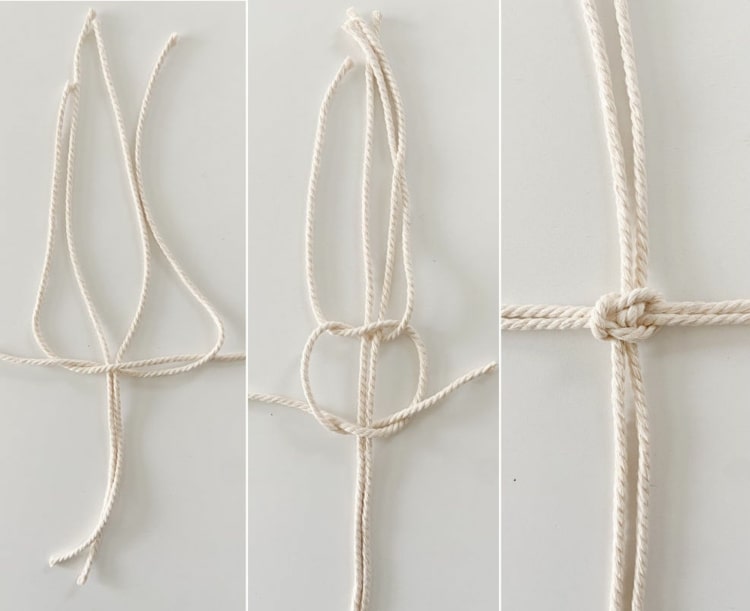 Sacos macramê com nós quadrados para um design de malha grossa ou malha fina