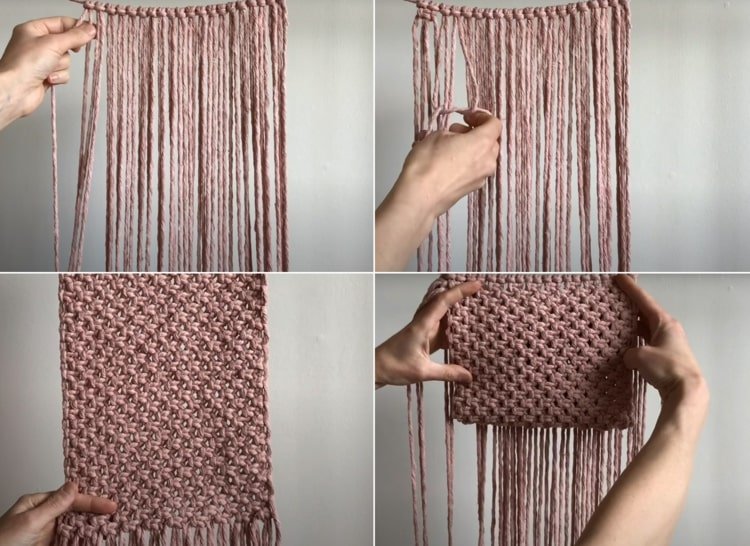 Gravata tipo clutch com um nó quadrado simples no comprimento desejado
