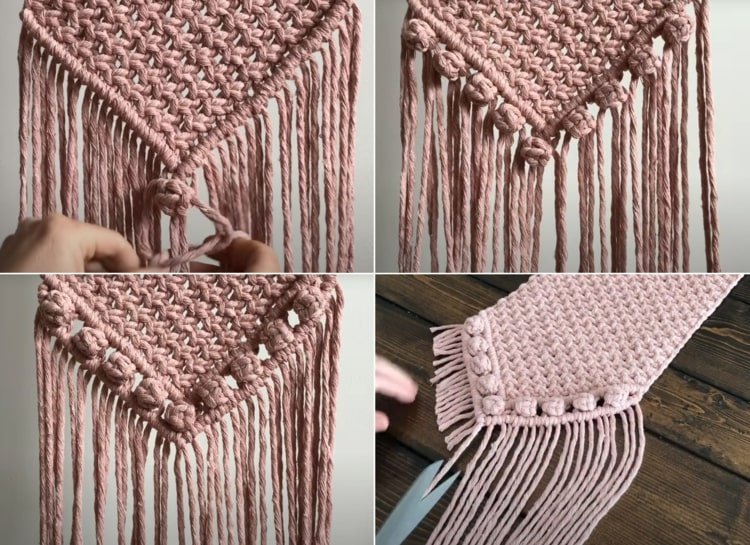 Amarre nós como decoração e corte as franjas