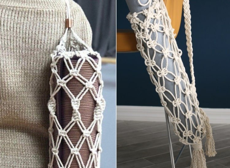 Bolsa de ioga simples em look boho mesh